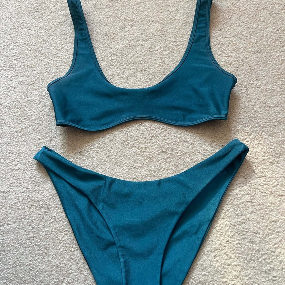Kulani Kinis Teal Scoop Bikini Set